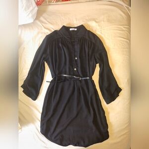 Black long sleeve office wear dress